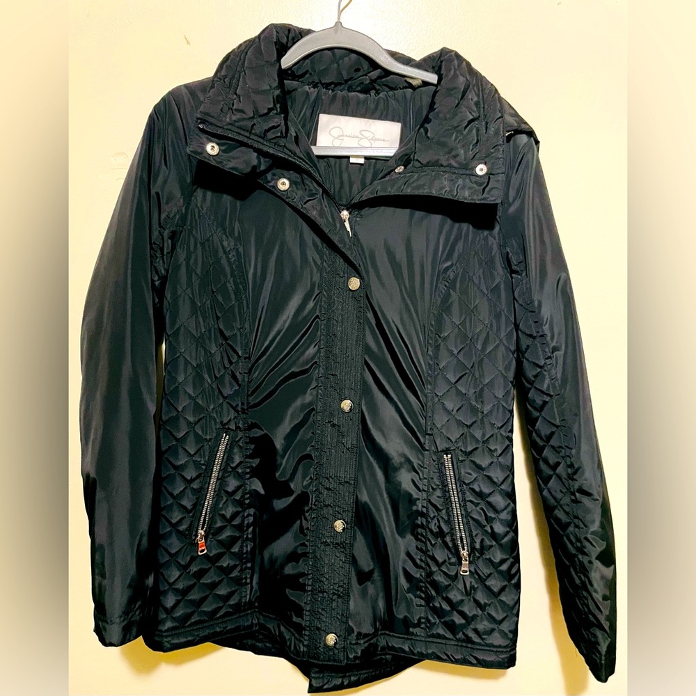 Jessica Simpson Black Rain Coat size Medium